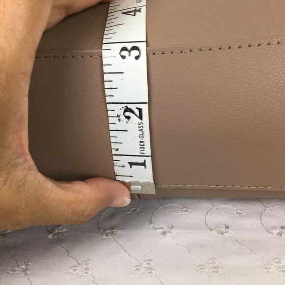 Joy Mangano Leather Double Handle Zipper Multiple Compartment Tan Tote Handbag - Picture 9 of 12